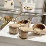 DIOR small round toe hollow one strap sandals 3.5cm apricot