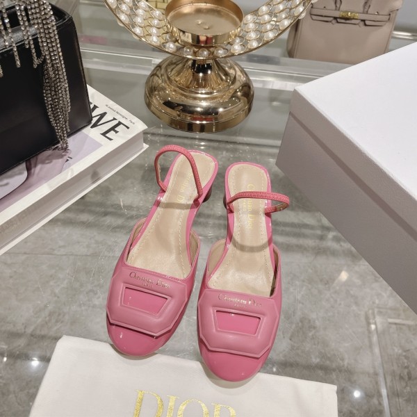 DIOR small round toe hollow one strap sandals 3.5cm Rose
