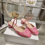 DIOR small round toe hollow one strap sandals 3.5cm Rose