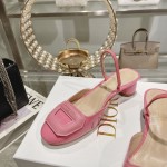 DIOR small round toe hollow one strap sandals 3.5cm Rose