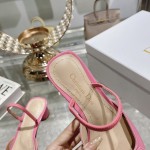 DIOR small round toe hollow one strap sandals 3.5cm Rose