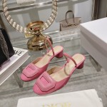 DIOR small round toe hollow one strap sandals 3.5cm Rose