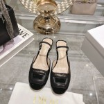 DIOR small round toe hollow one strap sandals 3.5cm Black