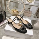 DIOR small round toe hollow one strap sandals 3.5cm Black