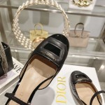 DIOR small round toe hollow one strap sandals 3.5cm Black