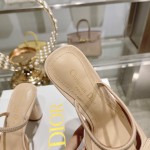 DIOR summer new bag head chunky sandals high heel model 7.5cm apricot