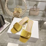 DIOR 2023 New early spring sandals Imported cow patent leather ➕ Korean velvet Sheepskin lining 4.5cm Yellow