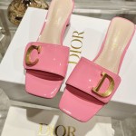 DIOR 2023 New early spring sandals Imported cow patent leather ➕ Korean suede Sheepskin lining 4.5cm Rose