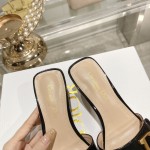 DIOR 2023 New early spring sandals Imported cow patent leather ➕ Korean suede Sheepskin lining 4.5cm Black