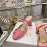 DIOR summer new bag toe chunky sandals high heel model 7.5cm Rose