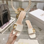 DIOR 2023 new early spring sandals Imported cow patent leather ➕ Korean velvet Sheepskin lining 4.5cm White