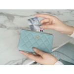 𝗖𝗛𝗔𝗘𝗡𝗟✦ Channel custom calfskin 🐂 Classic mini zippered carry-on bag Tiffany blue 💖