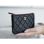 𝗖𝗛𝗔𝗘𝗡𝗟✦ Channel custom lambskin 🐏 Classic mini zipper carry-on bag black gold 🐑