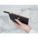 𝗖𝗛𝗔𝗘𝗡𝗟✦ Channel custom lambskin 🐏 Classic mini zipper carry-on bag black gold 🐑