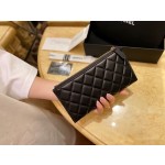 𝗖𝗛𝗔𝗘𝗡𝗟✦ Italy 🇮🇹 channel custom lambskin 🐑 Leboy Collection Zipper Clutch | Classic Black Gold 👑