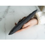 𝗖𝗛𝗔𝗘𝗡𝗟✦ Made of imported channel custom fine grain embossed calfskin 🐂 Classic 3-in-1 phone bag Black Gold