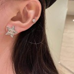 CHANEL🇫🇷Xiaoxiang Swarovski crystal diamond two-color five-pointed star letter earrings