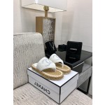 CHANEL 2022 knitted flip-flops fashionable and versatile series Imported custom towel fabric