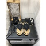 CHANEL 2022 knitted flip-flops fashionable and versatile series Imported custom towel fabric