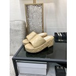CHANEL 2022 early spring latest slope heel slippers fashionable and versatile series wear-resistant rubber outsole