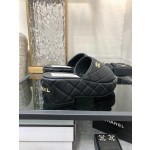 CHANEL 2022 early spring latest slope heel slippers fashionable and versatile series wear-resistant rubber outsole