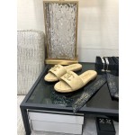 CHANEL 2023 spring and summer latest electric embroidery honey slippers Imported leather outsole