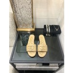 CHANEL 2023 spring and summer latest electric embroidery honey slippers Imported leather outsole