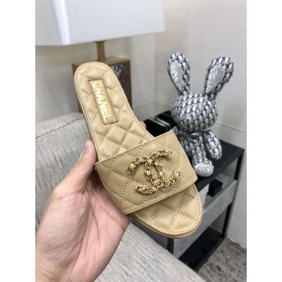 CHANEL 2023 spring and summer latest electric embroidery honey slippers Imported leather outsole