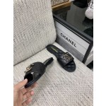 CHANEL 2023 spring and summer latest electric embroidery honey slippers Imported leather outsole