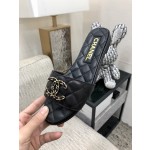 CHANEL 2023 spring and summer latest electric embroidery honey slippers Imported leather outsole