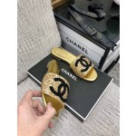 CHANEL 2023 spring and summer latest electric embroidery honey slippers Imported leather outsole