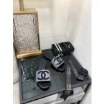 CHANEL 2023 spring and summer latest electric embroidery honey slippers Imported leather outsole