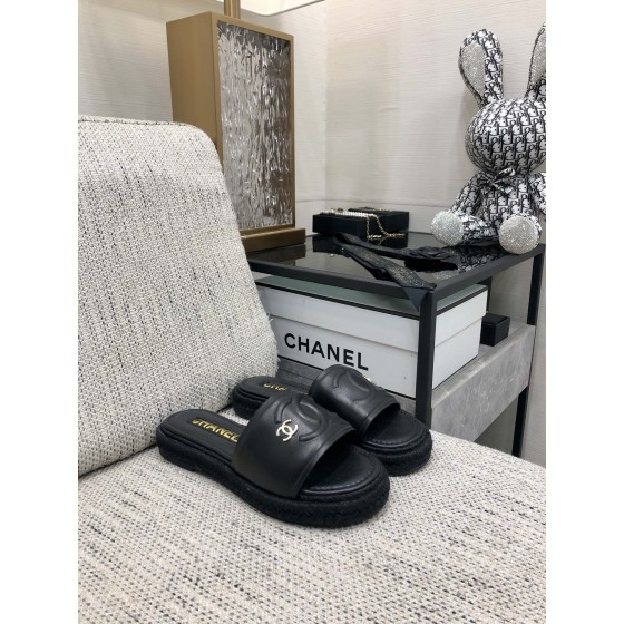 CHANEL 2023 spring and summer latest electric embroidery honey slippers Imported leather outsole