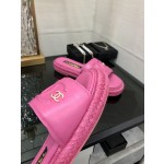 CHANEL 2023 spring and summer latest electric embroidery honey slippers Imported leather outsole