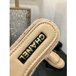 CHANEL 2023 spring and summer latest electric embroidery honey slippers Imported leather outsole