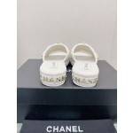 CHANEL water table thick bottom pearl flower slippers original rubber sole