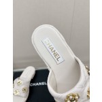 CHANEL water table thick bottom pearl flower slippers original rubber sole