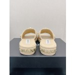 CHANEL water table thick bottom pearl flower slippers original rubber sole