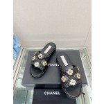 CHANEL water table thick bottom pearl flower slippers original rubber sole