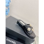 CHANEL water table thick bottom pearl flower slippers original rubber sole