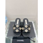 CHANEL water table thick bottom pearl flower slippers original rubber sole