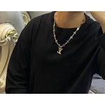 Louis Vuitton vintage silver necklace, couple's version, chain length 60 cm, changeable