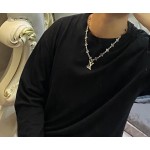 Louis Vuitton vintage silver necklace, couple's version, chain length 60 cm, changeable