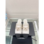 CHANEL 23Ss new chain bow half dragging mule shoes imported lambskin