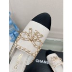 CHANEL 23Ss new chain bow half dragging mule shoes imported lambskin