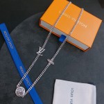 Louis Vuitton vintage silver necklace, couple's version, chain length 60 cm, changeable