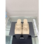 CHANEL 23Ss new chain bow half dragging mule shoes imported lambskin