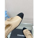 CHANEL 23Ss new chain bow half dragging mule shoes imported lambskin