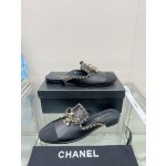 CHANEL 23Ss new chain bow half dragging mule shoes imported lambskin