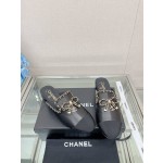 CHANEL 23Ss new chain bow half dragging mule shoes imported lambskin